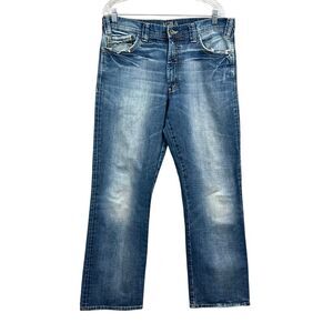 Mavi Mens Jeans Matt Straight Leg Distressed Raw‎ Hem Blue Zip Fly Sz 34/32